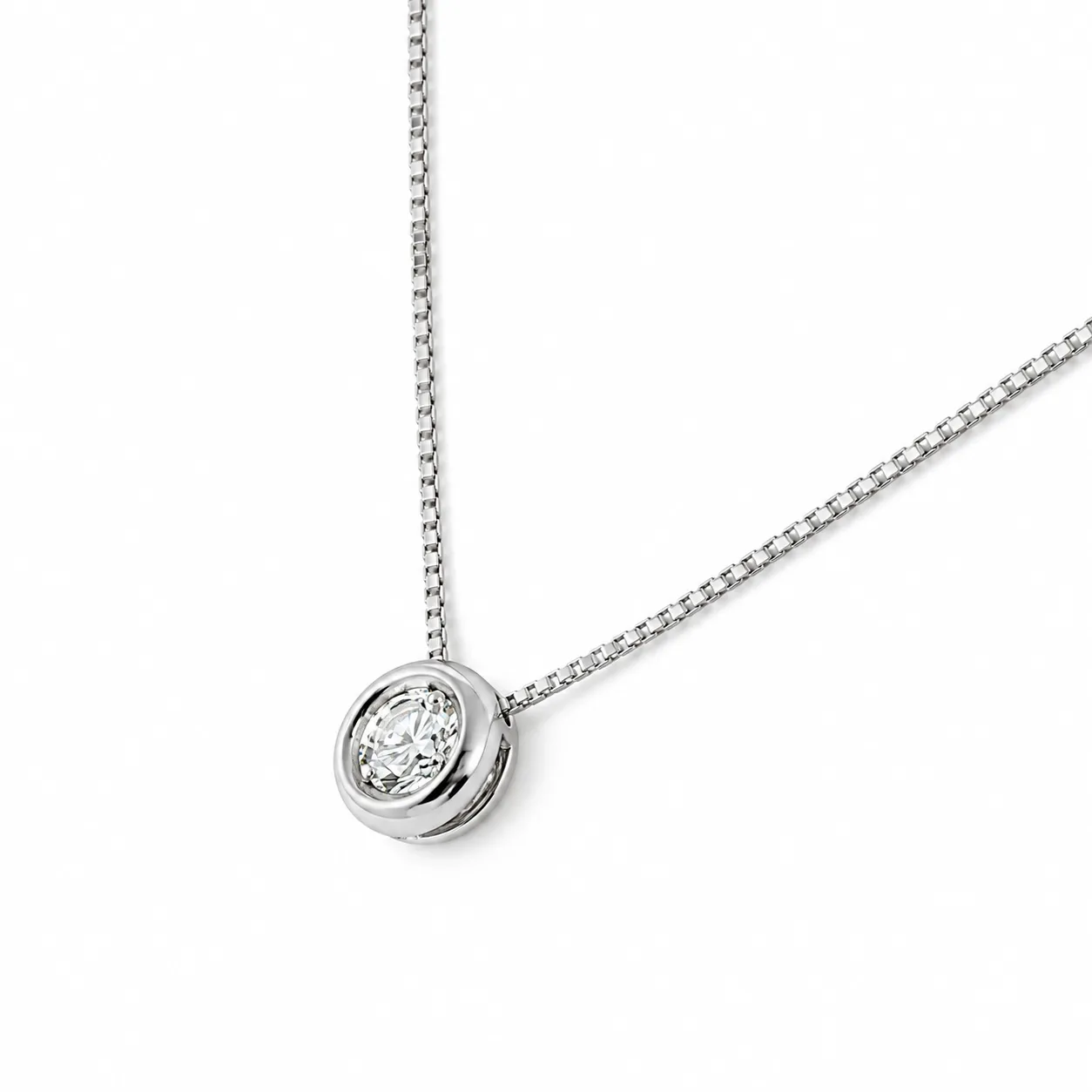 Collana Punto Luce in Oro Bianco con Diamante - immagine 2